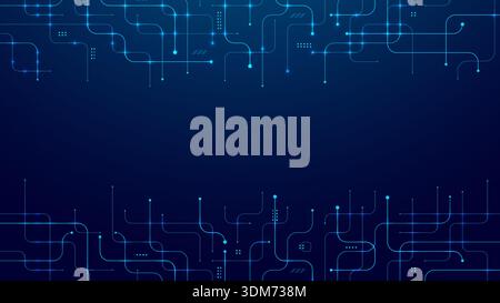 Futuristic circuit board design with flowing blue gradients Stock Vector