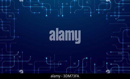 Abstract tech background with circuit patterns and digital data lines Stock Vector