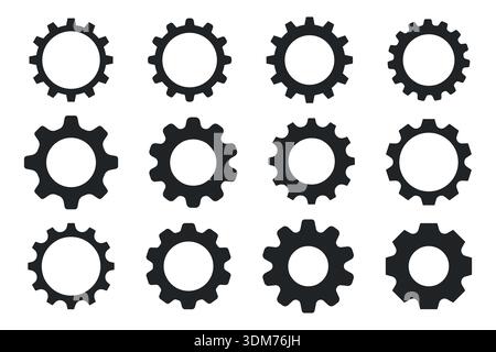 Gear setting icon set or Cog wheel symbol concept of mechanism, Progress, engineering or construction signs vector stock illustration Stock Vector