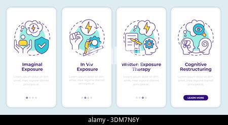 Trauma focused therapy techniques onboarding mobile app screen Stock Vector