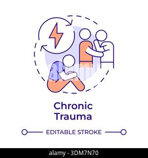 Chronic trauma multi color concept icon Stock Vector