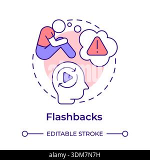 Flashbacks multi color concept icon Stock Vector