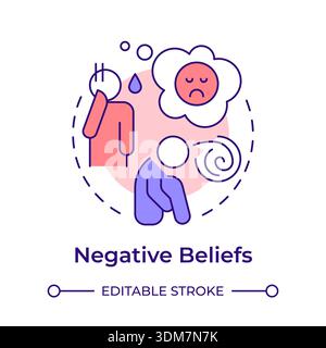 Negative beliefs multi color concept icon Stock Vector