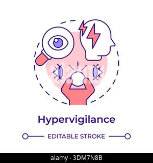 Hypervigilance multi color concept icon Stock Vector