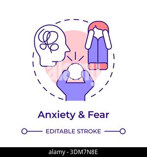 Anxiety and fear multi color concept icon Stock Vector