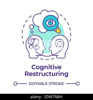 Cognitive restructuring multi color concept icon Stock Vector
