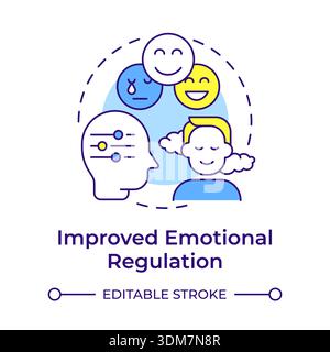Improved emotional regulation multi color concept icon Stock Vector