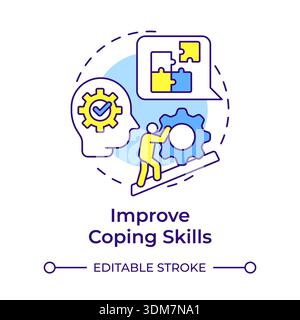 Improve coping skills multi color concept icon Stock Vector