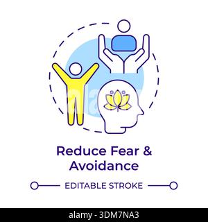 Reduce fear and avoidance multi color concept icon Stock Vector