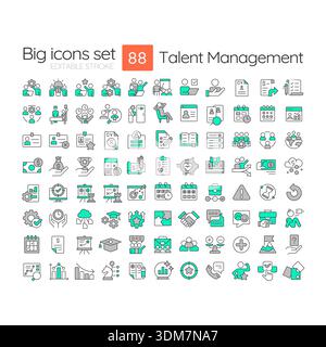 Talent management two color line icons set Stock Vector