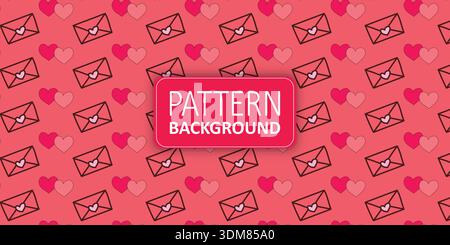 Seamless love pattern background with heart envelopes and romantic symbols Stock Vector