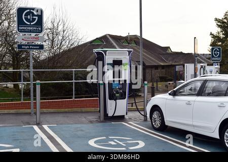 Electric Car Charging Station UK Stock Photo