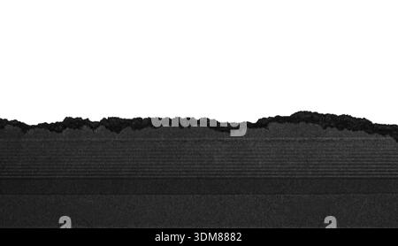 Black Torn Paper Edge with Horizontal Lines on White Background Stock Photo