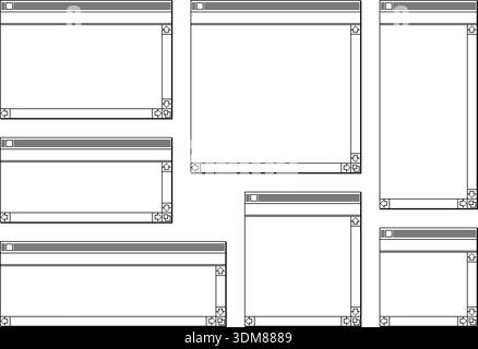 Vector retro computer frames in different sizes easily streatchable Stock Vector