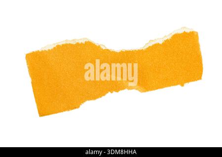 Piece of torn yellow blank paper isolated on white background Stock Photo
