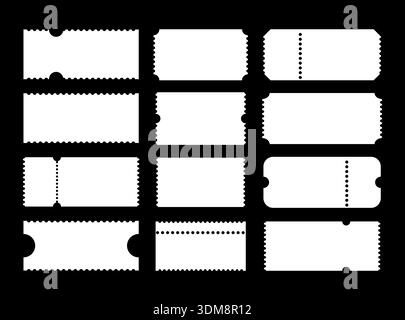 Tickets big set. Vintage, retro ticket concert, festival event, movie theater flat coupons. Admit one tickets. Digital flat icons samples. Empty Stock Vector