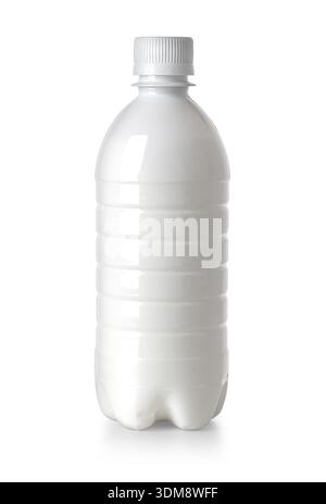White opaque plastic bottle for liquid food or drink isolated on transparent background Stock Photo
