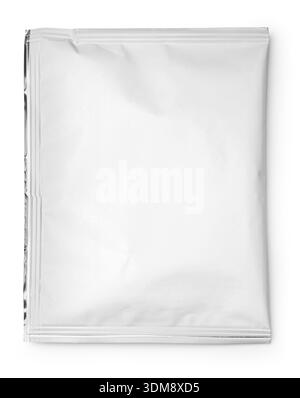 White blank foil sachet, pouch packaging for snacks or food products with copy space Stock Photo
