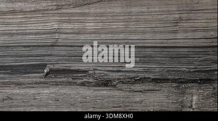 Weathered wood surface showing natural gray texture and horizontal lines Stock Photo