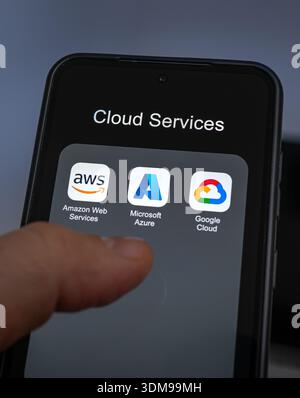 Cloud Service Provider like AWS, Azure or Google Cloud Stock Photo