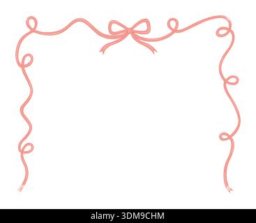 Pink Ribbon Frame with Bow in Cute Style Stock Vector