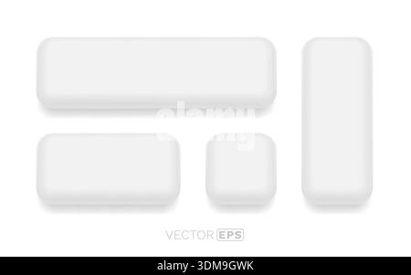 Modern blank white button set for web and app user interface design. Perfect for UIUX elements. Vector illustration Stock Vector