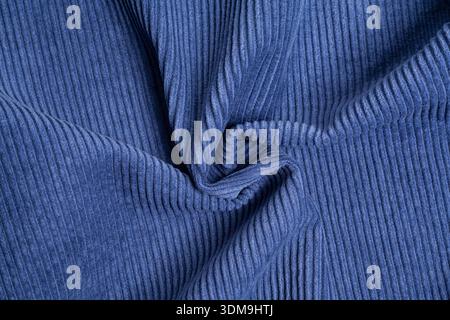 Blue ribbed corduroy texture background Stock Photo