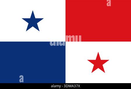 Panama Flag vector icon. National fabric panama blue red isolated Stock Vector