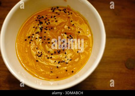 Creamy Orange Vegetable Soup – Carrot or Pumpkin Stock Photo