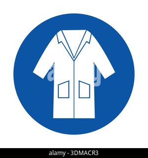 This graphic features a simple white coat icon set against a striking blue background, symbolizing healthcare and scientific professions, ideal for va Stock Vector