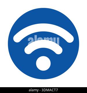 This image features a blue wireless signal icon set against a simple circular background, representing modern communication technology and connectivit Stock Vector