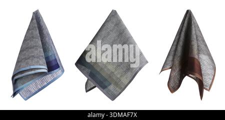 Different fabric handkerchiefs isolated on white, set Stock Photo