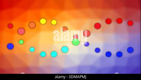 Showing colorful dots forming sideways infinity in abstract low-poly artwork, outlined shadows Stock Photo