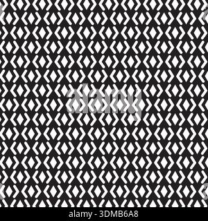 Minimalist black and white chevron pattern with abstract X shapes. Seamless geometric design ideal for textiles, wallpapers, branding, packaging, and Stock Vector