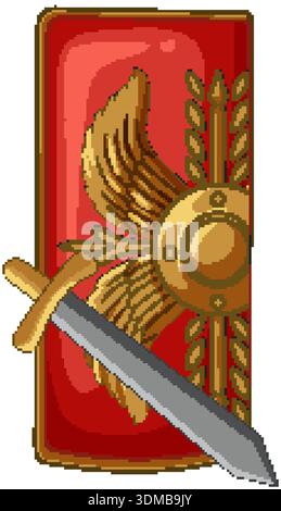 Golden Shield With Laurel Wreath And Red Ribbon. Vector Illustration ...