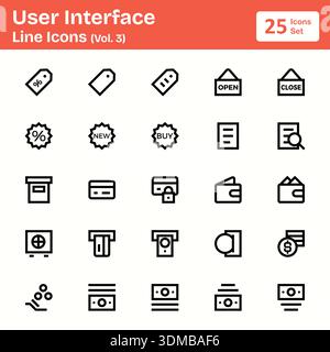 User Interface Line Icons (Vol. 3) Stock Vector