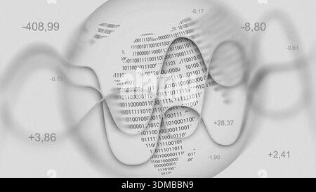Digital data visualization shows numbers and patterns on a blurred background Stock Photo