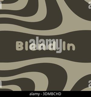 Abstract wavy camouflage panel with blend in text in a muted earth tone palette Stock Vector