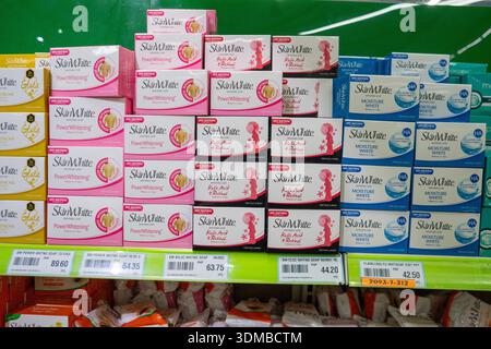 Retail display of skin whitening and glutathione soap products in a Cebu  supermarket, highlighting beauty & consumer culture, and skincare in Asia  Stock Photo