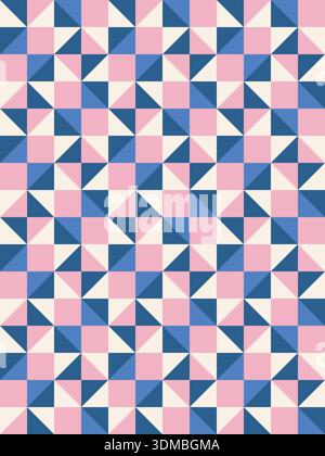 Geometric precision aesthetic, color block tessellation modern seamless vector patterns. Neutral retro colors. Repeatable design for fabric collection Stock Vector