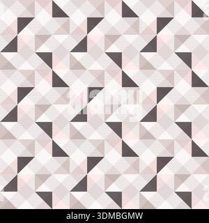 Geometric precision aesthetic, color block tessellation modern seamless vector patterns. Neutral retro colors. Repeatable design for fabric collection Stock Vector