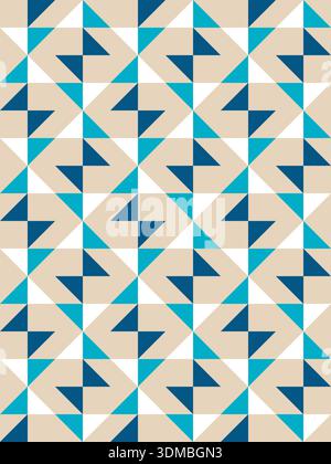 Geometric precision aesthetic, color block tessellation modern seamless vector patterns. Neutral retro colors. Repeatable design for fabric collection Stock Vector