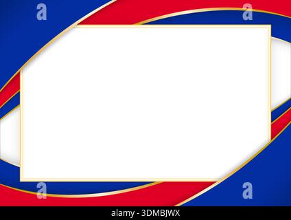 Frame with Cambodian flag colors ribbons and gold border. Decorative twisted ribbons surround blank center, perfect for certificates, invitations, or Stock Vector