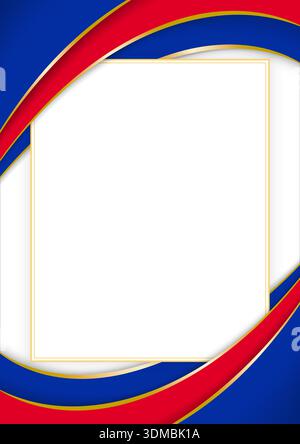 Frame with Cambodian flag colors ribbons and gold border. Decorative twisted ribbons surround blank center, perfect for certificates, invitations, or Stock Vector