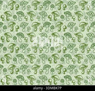 Seamless pixel background with forest mushrooms. Stock Vector
