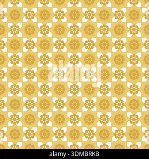 Geometric Arabic pattern. Vector illustration. Seamless pattern in Islamic style isolated on background. Abstract geometric ornament in yellow color. Stock Vector