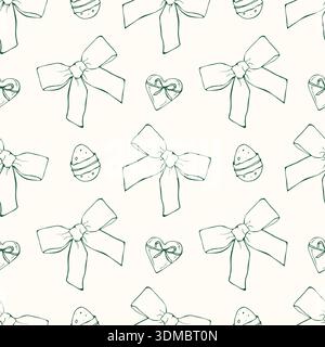 Seamless easter pattern with bows and easter eggs Stock Vector