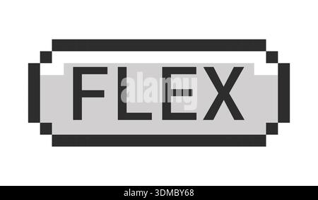 Flex monochrome pixel art button Stock Vector