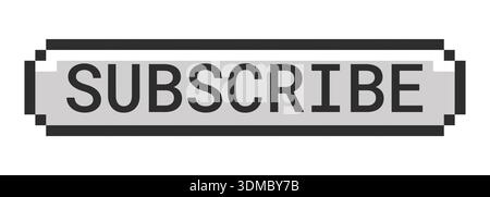 Subscribe monochrome pixel art button Stock Vector