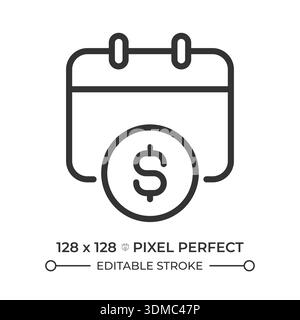Payment schedule pixel perfect line icon Stock Vector